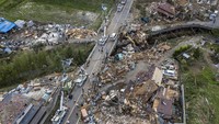 Begini penampakan foto udara dampak kerusakan dari Topan Hagibis yang menerjang kawasan Chiba, Jepang, Minggu (13/10/2019).