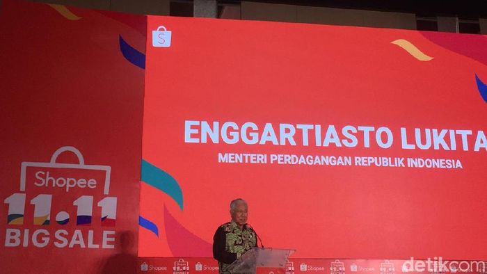 Menteri Perdagangan Enggartiasto Lukita di acara Shopee/Foto: Vadhia Lidyana/detikFinance Menteri Perdagangan Enggartiasto Lukita di acara Shopee/Foto: Vadhia Lidyana/detikFinance