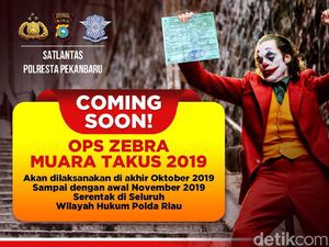 Sosialisasi Operasi Zebra, Polres Pekanbaru Pakai Poster Joker