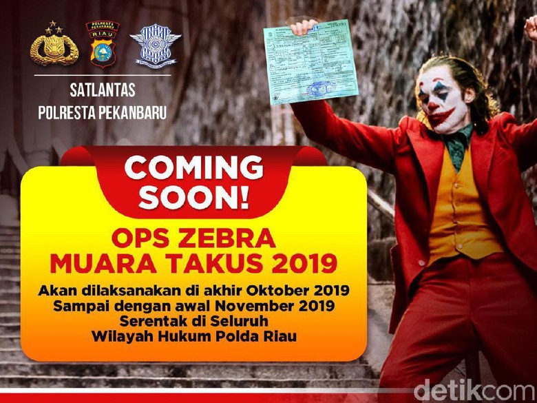 Sosialisasi Operasi Zebra Pakai Poster Joker di Pekanbaru Dinilai Tak Etis Sosialisasi Operasi Zebra Pakai Poster Joker di Pekanbaru Dinilai Tak Etis
