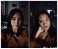 selfie malam hari normal & bokeh