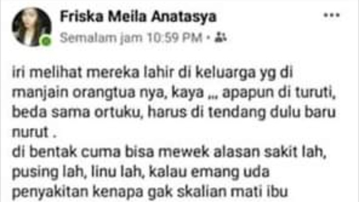 Akun yang menyebutkan ibunya idiot adalah akun bodong. Foto: Erliana Riady Akun yang menyebutkan ibunya idiot adalah akun bodong. Foto: Erliana Riady
