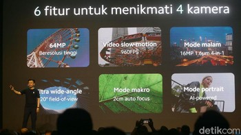 Kamera menjadi yang sektor diunggulkan. Kamera utamanya 64 MP, ini menjadi pertama di Indonesia. Foto: Grandyos Zafna/detikcom