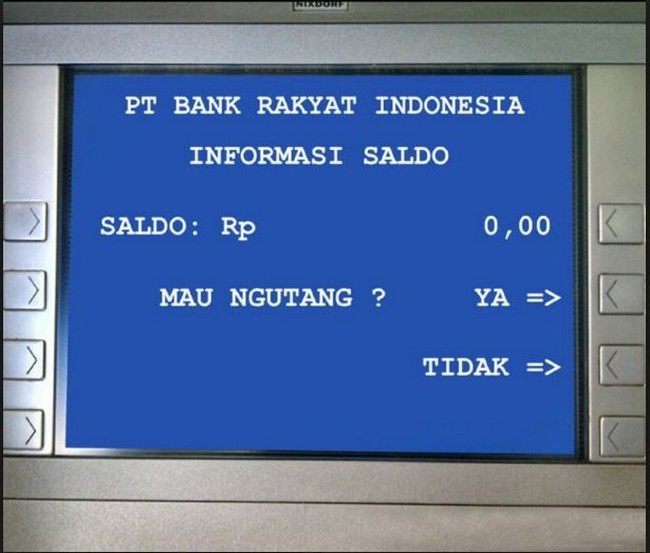 Saat saldo ATM sudah kosong dan ditawari berutang. Foto: Dok. Memecenter, Facebook Cocoklogi Science