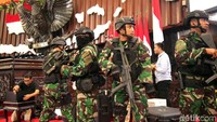 Simulasi dilakukan di kompleks parlemen, Jakarta, Jumat (18/10/2019).