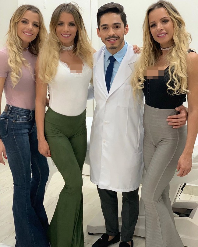 Salah satu kembaran melakukan operasi plastik, keduanya pun tak mau kalah. Pun melakukan rekonstruksi di bagian yang sama seperti saudari kembarnya.  Foto: Instagram @trigemeas_dantas_fitness_