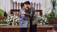 Acara perpisahan yang digelar Presiden Joko Widodo dengan Wapres Jusuf Kalla dan menterinya berlangsung di Istana Negara, Jakarta, Jumat (18/10/2019).