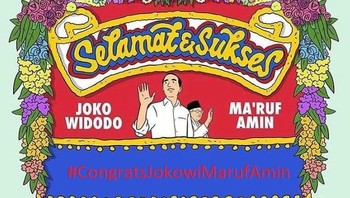 Meme dari Karya Adalah Doa bertema bunga papan jadi meme yang paling banyak disebar netizen. Isinya pesan selamat dan sukses untuk Jokowi-Maruf (Twitter)