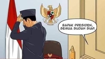 Meme menunjukan Jokowi yang siap bertugas (Twitter)