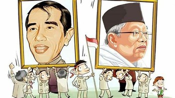 Anak-anak mengusung foto Jokowi-Maruf (Twitter)