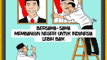 Jokowi memasang foto Maruf Amin (Twitter)