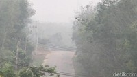 Jalanan juga diselimuti asap. Jarak pandang jadi makin minim. Akibatnya, traveler harus meningkatkan kewaspadaan. (Jeka Kampai/detikcom)