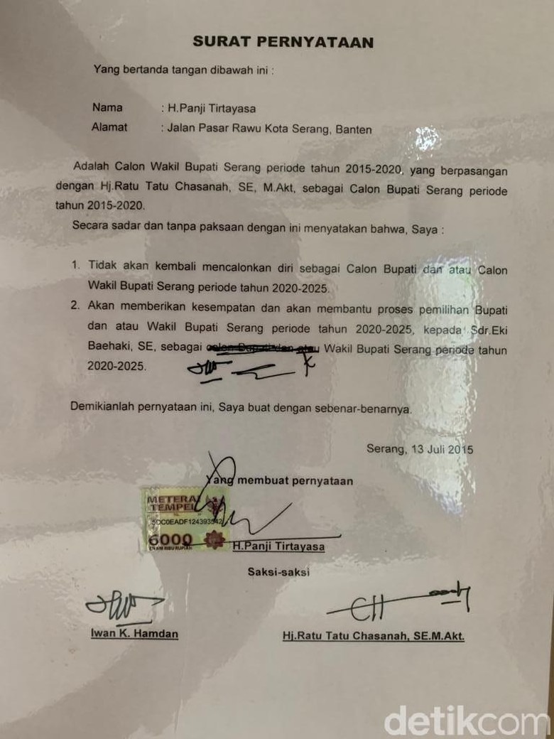 Eks Bupati Serang Cerita Asal-usul Pembagian Jatah Cawabup Nyalon Eks Bupati Serang Cerita Asal-usul Pembagian Jatah Cawabup Nyalon
