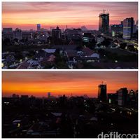 Perbandingan menggunakan mode nightscape dan tidak.