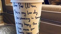 Wishnutama dikirimi pesan panjang dari barista yang sering membuatkan kopi pesanannya. Di sini sang barista mengucapkan terima kasih sekaligus memberi tahu bahwa ia sudah memiliki pekerjaan baru. Foto: Instagram wishnutama