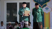 Ketua Umum Pengurus Besar Nahdlatul Ulama (PBNU) KH Said Aqil Siroj turut hadir di peringatan Hari Santri Nasional 2019 di Parung, Bogor, Jawa Barat.