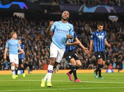 Raheem Sterling membukukan tiga gol dalam waktu 11 menit saat Manchester City menang 5-1 atas Atalanta di musim 2019/2020. (Foto: Michael Regan/Getty Images)