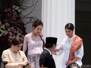 Gaya Gista Putri Saat Suami Dilantik Jadi Menteri, Cantik Berkebaya Ungu