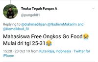 Nadiem Makarim Jadi Mendikbud, Ini Cuitan Kocak Netizen Soal Pesan Makanan