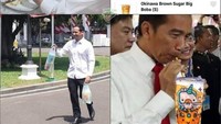 Saking kreatifnya netien memuat meme ini seakan-akan kunjungan Nadiem Makarim ke Istana adalah untuk mengantarkan pesanan go food untuk Jokowi. Foto: twitter