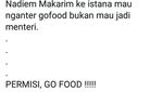 Nadiem Makarim Jadi Mendikbud, Ini Cuitan Kocak Netizen Soal Pesan Makanan