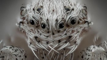 Pemenang nomor 6: Small White Hair Spider (rambut laba-laba) oleh Javier Ruperez, Spanyol. Foto: Nikon