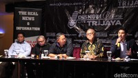 Pakar Hukum Abdul Fickar Hadjar, Pakar Hukum Internasional Ogiandhafiz Juanda, Pakar Hukum Razman Nasution, dan Ketua Perguruan Kemahasiswaan  dan Kepemudaan PB HMI, Heru Slana Muslim menjadi narasumber pada diskusi  Aksi Mahasiswa dan HAM di Jakarta, Jumat (25/10/2019).