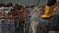Penataan itu yaitu pemasangan dinding atau sheet pile di sekitaran danau.