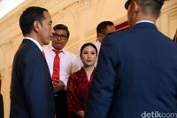 Berkebaya Merah, Angela Tanoesoedibjo Memesona di Pelantikan Wamen