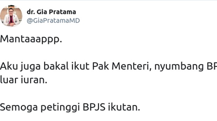 Foto: Twitter/@GiaPratamaMD Foto: Twitter/@GiaPratamaMD