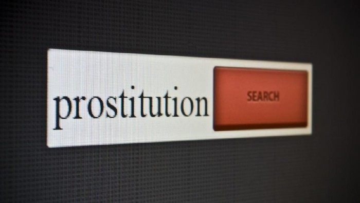 Internet search bar with phrase prostitution