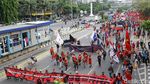 Suasana Long March Massa Aksi di Thamrin
