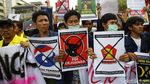 Suasana Long March Massa Aksi di Thamrin