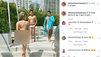 Nikita Mirzani baru-baru ini memamerkan penampilannya yang topless di hadapan dua pria. Foto: Dok. Instagram