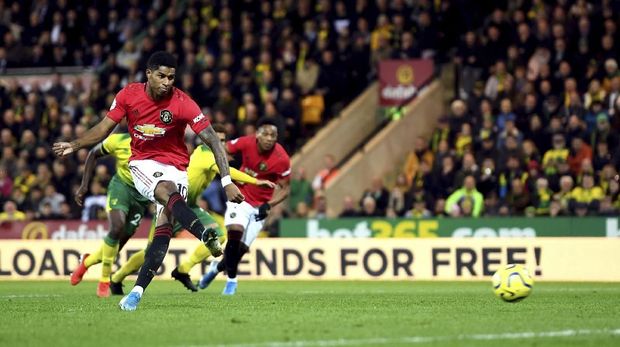 Marcus Rashford cetak satu gol dan sekali gagal penalti lawan Norwich.