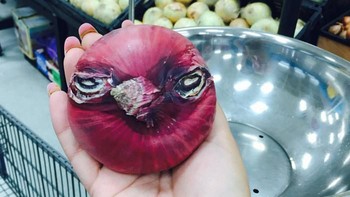 Bawang bombay merah berwajah Angry Birds. Foto: via Bored Panda