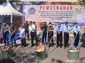 Bea Cukai Musnahkan Rokok dan Miras Ilegal Rp 12 Miliar di Makassar