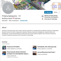 F. Harry Sampurno, Deputi Bidang Usaha Pertambangan, Industri Strategis dan Media  Profil singkat berisi pengalaman kerja dan kemampuan seperti ini kadang sudah cukup mempromosikan diri di LinkedIn. Tampilkan pula aktivitas dalam berbagi informasi seputar kerja yang membuat Anda tampak aktif. Foto: LinkedIn