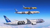 Ini bukan pertama kali pihak maskapai ANA membuat pesawatnya menyerupai di film Star Wars. Tahun 2015, ANA juga sempat mendekor pesawatnya dengan tema R2-D2 dan lainnya (ANA)