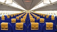 Bagian interior pesawat pun disertai dengan penutup kepala yang terinspirasi karakter C3PO (ANA)