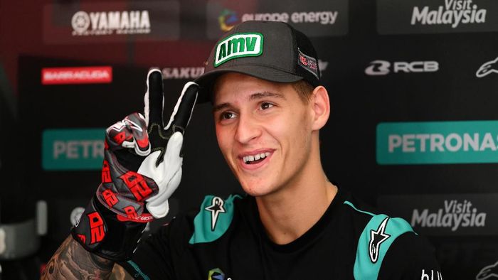 Fabio Quartararo SEPANG, SELANGOR, MALAYSIA - NOVEMBER 01: Fabio Quartararo of France and the Petronas Yamaha SRT is seen in the pit during the practice of the MotoGP of Malaysia at Sepang International Circuit on November 1, 2019 in Sepang, Selangor, Malaysia. (Photo by Thananuwat Srirasant/Getty Images for Petronas)