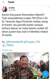 Menteri Kesehatan dr.Terawan Pilih Ayam Penyet Saat Makan di Kantin Kemenkes