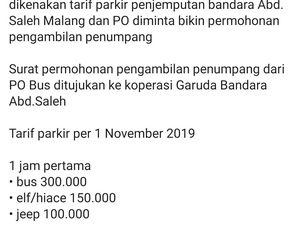 Viral Tarif Parkir Rp 300 Ribu di Bandara Abdulrachman Saleh Malang