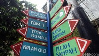 Guna memudahkan warga, papan penanda jalan tersedia di salah satu sudut gang Kampung Hijau Berseri.