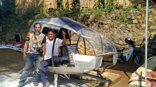 Tukang Bubut di Sukabumi Rakit Helikopter Bermesin Genset, Bisa Terbang?