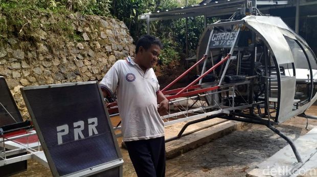 Tukang Bubut di Sukabumi Rakit Helikopter Bermesin Genset, Bisa Terbang?