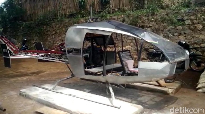 Tukang Bubut di Sukabumi Rakit Helikopter Bermesin Genset, Bisa Terbang?