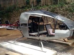 Tukang Bubut di Sukabumi Rakit Helikopter Bermesin Genset, Bisa Terbang?