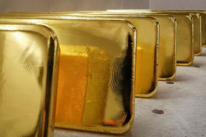 Gold ingots in the Siberian city of Krasnoyarsk, Russia, on Nov 22, 2018. A search of the woman led to the discovery of eight pieces of gold weighing a total of nearly 1.9kg.PHOTO: REUTERS