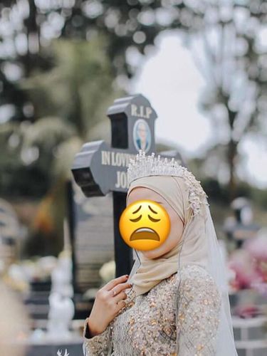 Viral Model Hijab Foto Pakai Gaun Pengantin di Kuburan, Dihujat Netizen